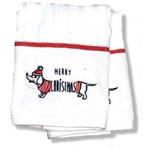 2pk Dachshund Hand Towels ◈ Merry Christmas